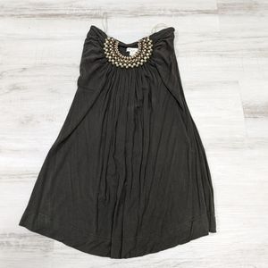 Olive Green Strapless Dress with Beading Detail - Size Small from Forever 21